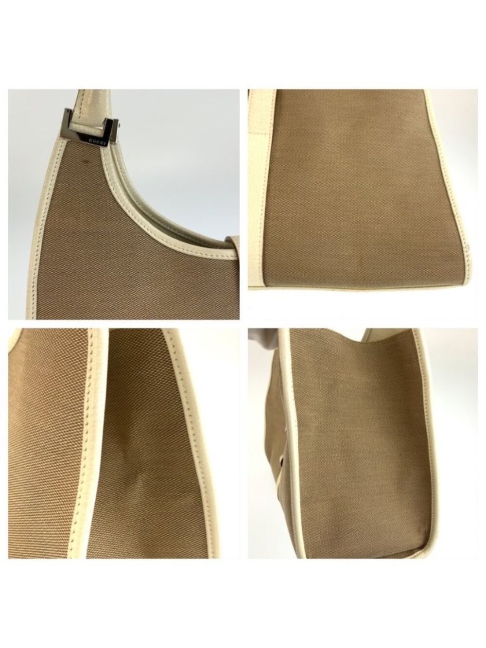 Gucci Jackie Beige Ivory Canvas Leather Tote Bag - Picture 5 of 9